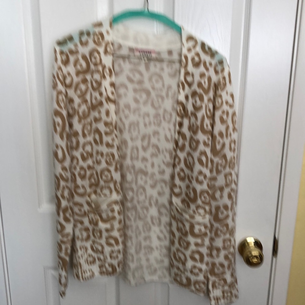 Brown and cream cardigan with pockets